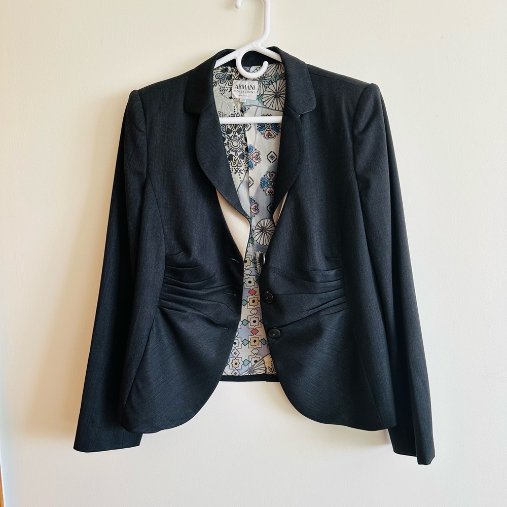 Stunning Armani Dark Blue Cotton and Silk Jacket! (Flaws inside)